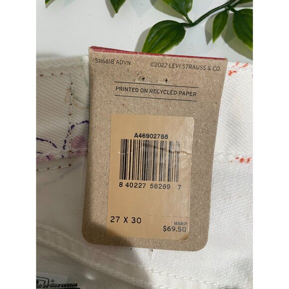 Levi’s 27/30 Middy Straight White Printed Denim Cotton Jeans NWT - Picture 12 of 14